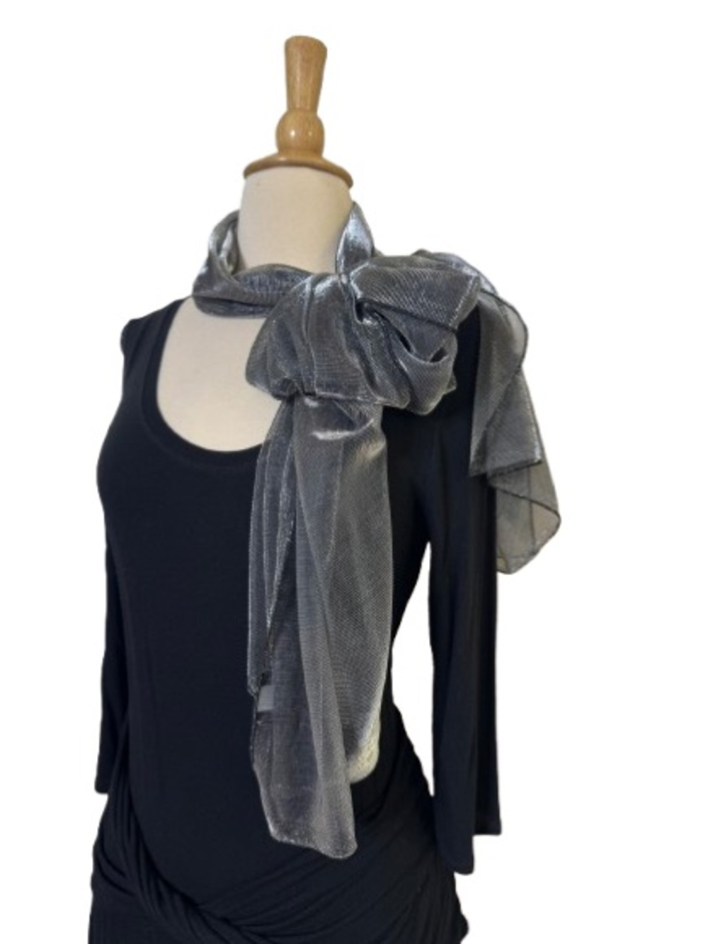 Style & Co. Sheer Silver Metallic Scarf